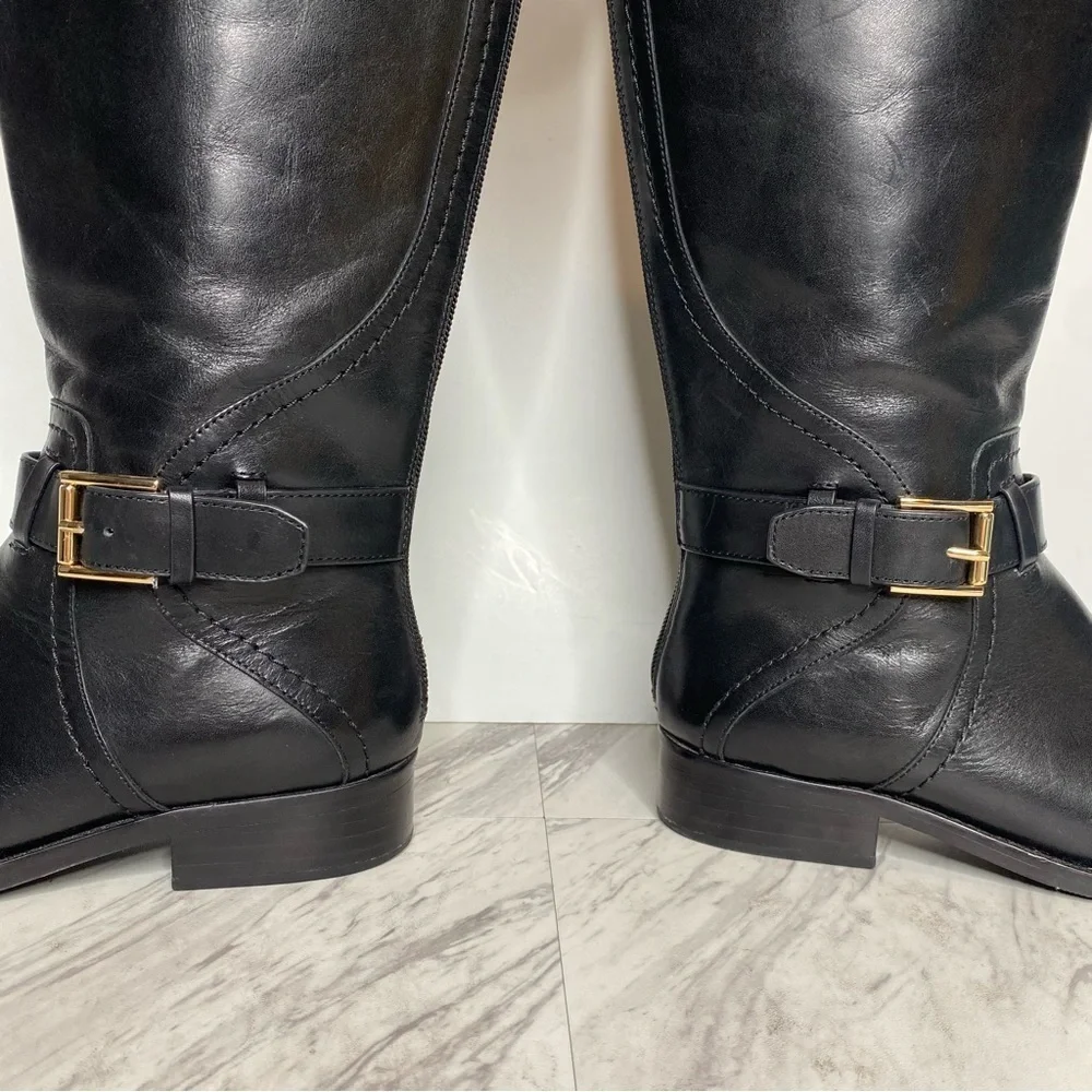 Tory Burch Adeline Black Leather Riding Boot 5M